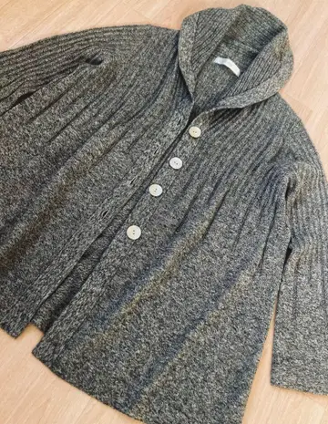 야크 100% 조개 단추 숄카라 리브 니트 가디건 겉옷