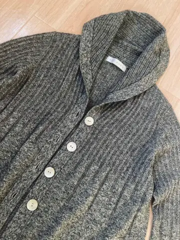 야크 100% 조개 단추 숄카라 리브 니트 가디건 겉옷