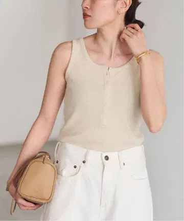 FRAMeWORK 코튼 LINEN 골지 헨리 탱크탑
