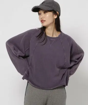니코앤드 아웃 링킹 블리치 풀오버 퍼플 래글런 슬리브 L