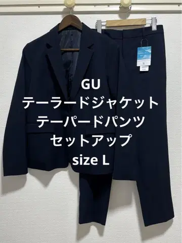 새상품급 GU 테일러드 자켓 테이퍼드 팬츠 셋업 네이비
