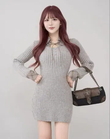 darich 다리치 레이어드 니트 미니 원피스