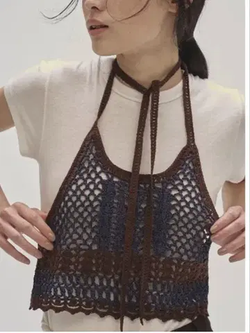 todayful Crochet Knit Bustier 네이비 미사용품