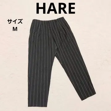 하레 턱 스트라이프 테이퍼드 슬랙스 M 차콜 그레이 캐주얼