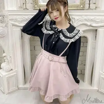 MARS 하트 버클 플레어 스커트 (핑크)