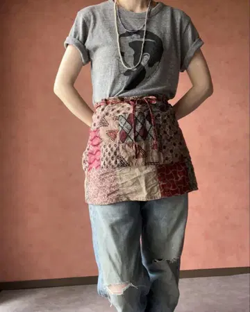 vintage 인도 에스닉 랩스커트 에이프런 itimi y2k