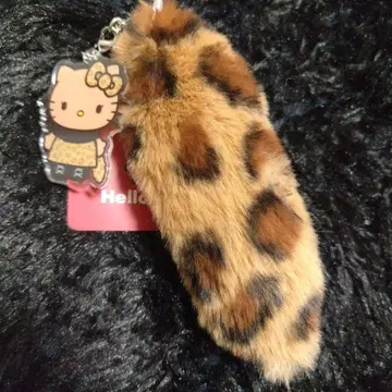 [새상품] 일광화상 키티 꼬리 참 부착 레오파드 무늬 아크릴 키링