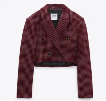 ZARA 크롭 하운드 투스 블레이저