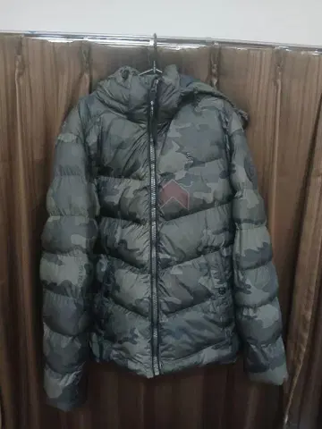지스타 로우 카모플라쥬 후드 부착 다운 자켓 카키