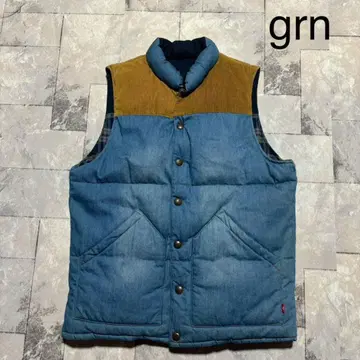 grn 아르엔 리버서블 베스트 충전솜 코튼 자켓 체크 무늬