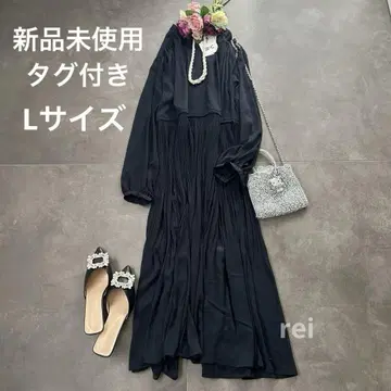 택 포함 미사용 새상품 빅 사이즈 쉬폰 플리츠 원피스 포멀하게도