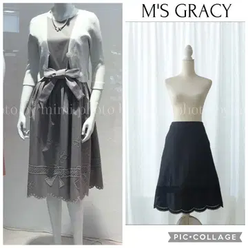 M'S GRACY*밑단 스캘럽 리본 컷워크 스커트