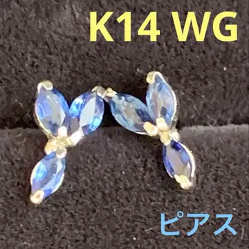 엽서만 파란색 스톤 귀걸이 양쪽 귀용 청석 화이트 골드 K14 WG