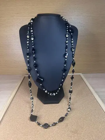 블랙 비즈 롱 목걸이