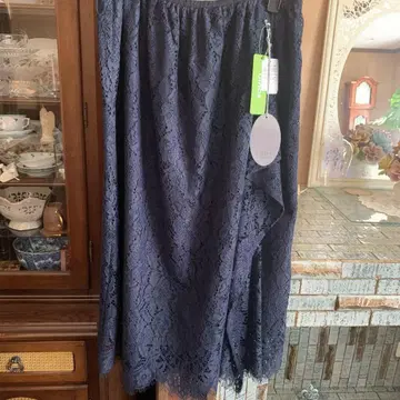 네이비 레이스 스커트