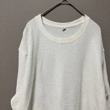 유니클로 와플 크루넥 티셔츠 (XL) 화이트 긴팔 티셔츠 빅