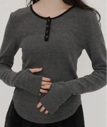 롱 슬리브 리브 탑스 size 1