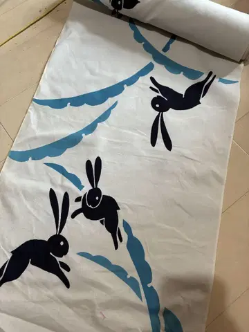 파도 토끼 유카타 옷감 파토 토끼 앤티크
