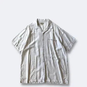 90s 구제 의류 자수 디자인 오픈 카라 셔츠