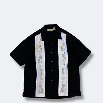 90s 00s 구제 의류 자수 오픈 카라 셔츠