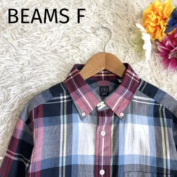 [근년] BEAMS F 버튼 다운 셔츠 마드라스 체크 16-41 L 상당