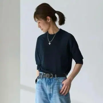 IENA 린넨 5부 소매 티셔츠 상의