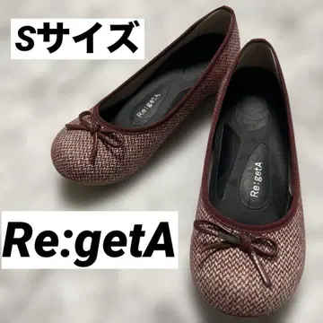 리게타 RegetA 트위드 버건디 펌프스 로우힐 S 사이즈
