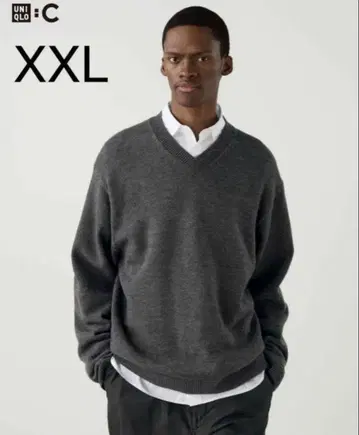 유니클로 C 릴랙스 v넥 스웨터 그레이 XXL