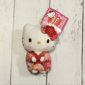 새상품 산리오 캐릭터즈 헬로키티 키링 벚꽃 기모노 빨간색