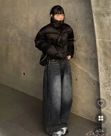 그레이 와이드 레그 데님 팬츠 nugu