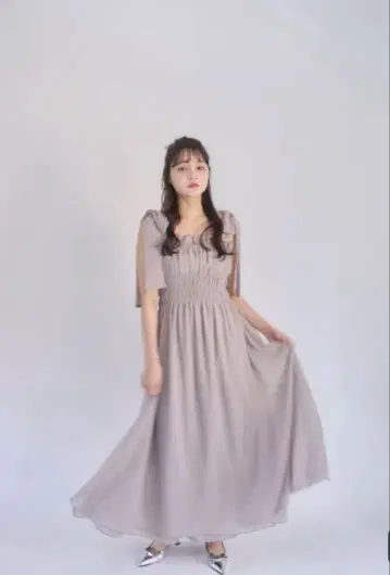 새상품 muguet chiffon ribbon shirring op