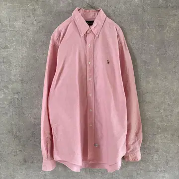 [ 90s 랄프 로렌 옥스퍼드 셔츠 살몬 핑크 남성용 L 넉넉한