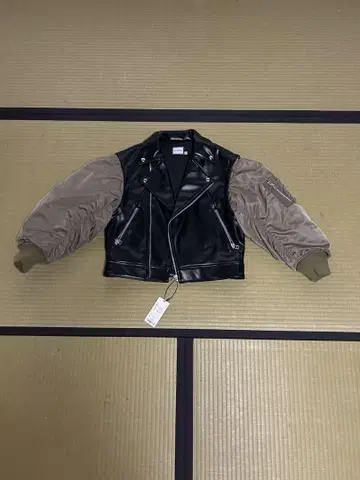 MOUSSY 가죽 라이더 자켓 L 블랙/베이지