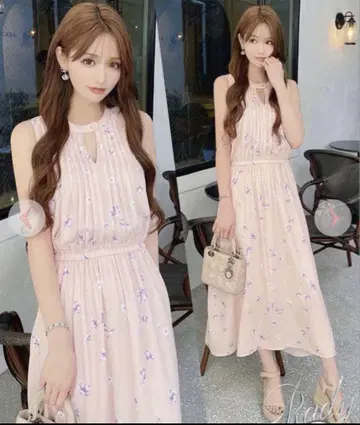 슬리브리스 플라워 프린트 롱 원피스
