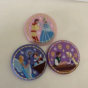디즈니 프린세스 자수 핀 배지 3개 세트