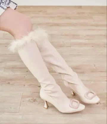 Rose Muse fur attach stretch long boots