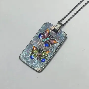 빈티지 작가 작품 츠루오카 쇼지로 순은 칠보 세공 나비 모티브 목걸이