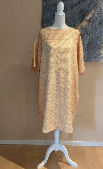 순수 실크 총시보리 기모노 리메이크 풀오버 원피스 반팔