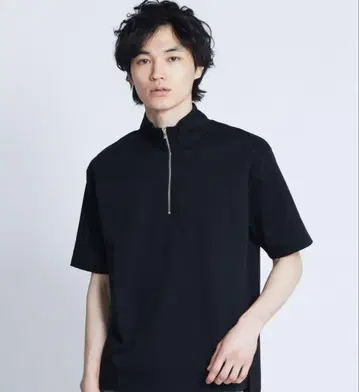 [ ABAHOUSE ] 컴팩트 스무스 하프 지퍼 티셔츠