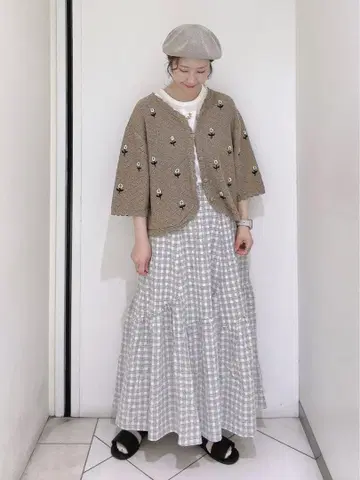 새상품*사만사 모스모스*꽃 모티브 V넥 가디건
