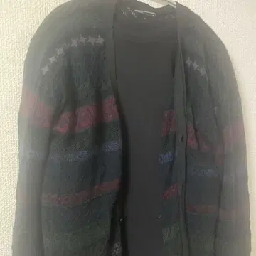 라드 뮤지션 가디건 패턴 멀티 컬러 린넨 믹스