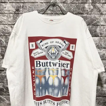 레어 Buttweiser T셔츠 XL 버드와이저 패러디 화이트 야마다 렌
