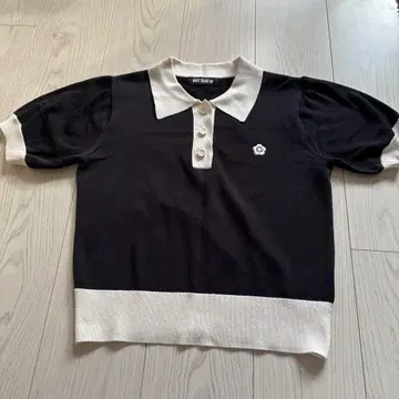 마리콴트 MARY QUANT 바이컬러 폴로 풀오버 블랙 반팔