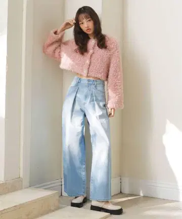 프론트 턱 데님 와이드 팬츠 코코딜 사이즈 2