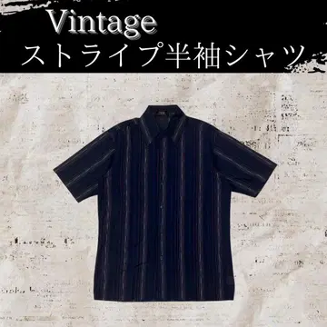 [ 00's vintage ] 스트라이프 반팔 셔츠 네이비