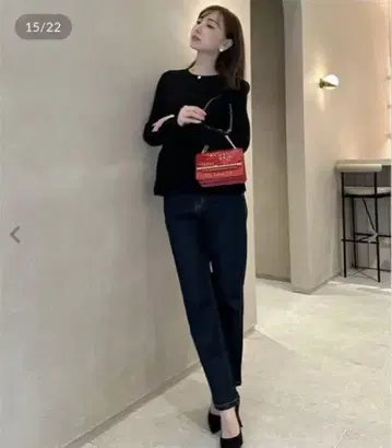 고베 레터스 오카베 아유미 콜라보 슬림 스트레이트 데님