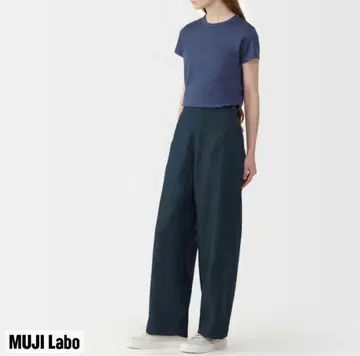 무인양품 MUJI Labo 린넨 태번수 와이드 팬츠 네이비 67
