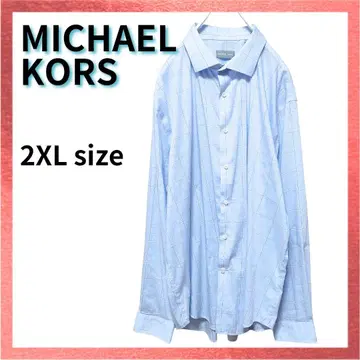 [ 새상품급 ] 마이클코어스 스카이블루 체크 무늬 긴팔 셔츠 빅 실루엣