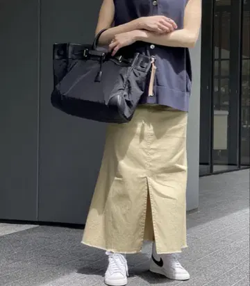 스픽 앤 스팬 면 린넨 치노 맥시 스커트 새상품급