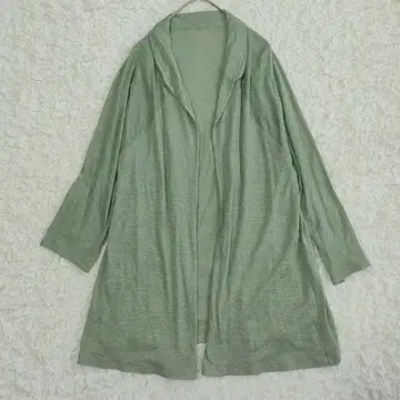 새상품급 요건 레일 롱 가디건 가운 겉옷 린넨 M 그린